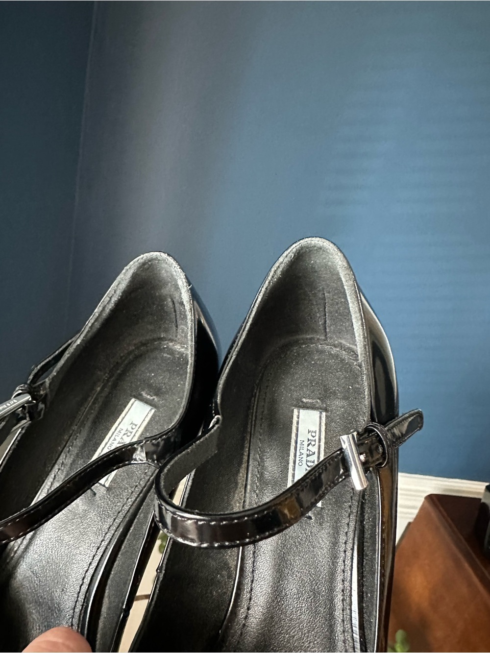 Prada Modellerie Black Spazzolato Leather Mary Jane Heels Size 39 - Picture 15 of 15